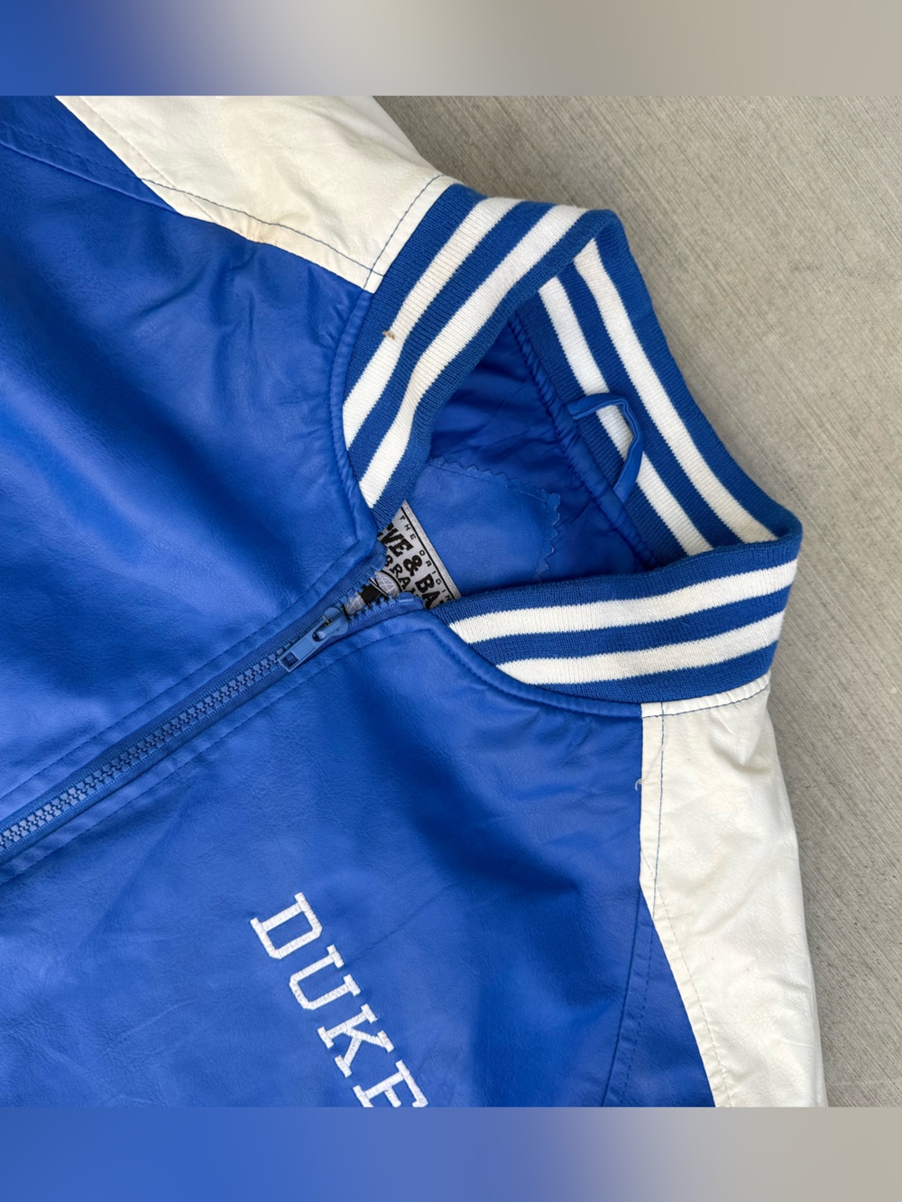 Vintage Blue and White Bomber Jacket - Varsity Style